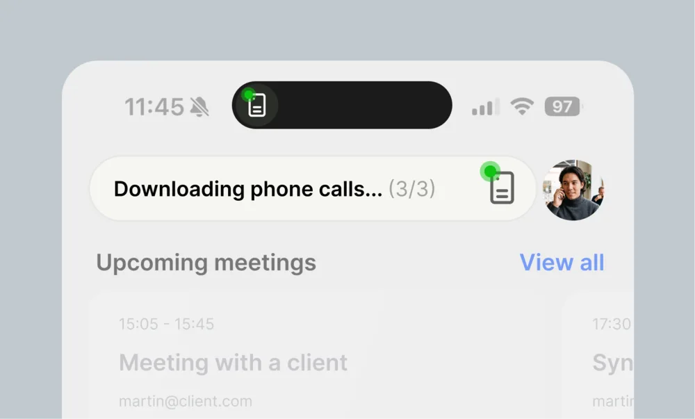 Die Demodesk Mobile-App lädt aufgezeichnete Telefonate herunter
