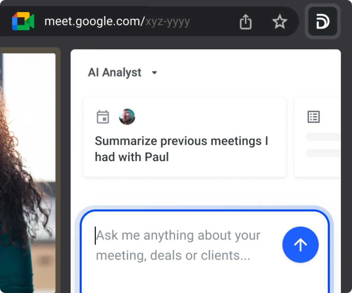 Demodesk AI Analyst view inside the Chrome extension