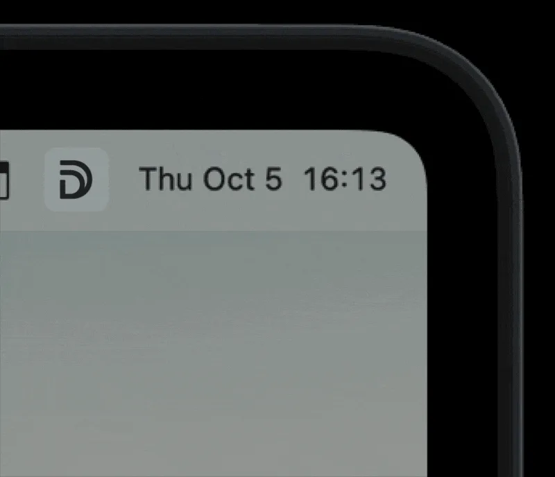 Das Demodesk-Icon in der Mac-Menüleiste öffnet ein Menü mit „Aufnahme starten“