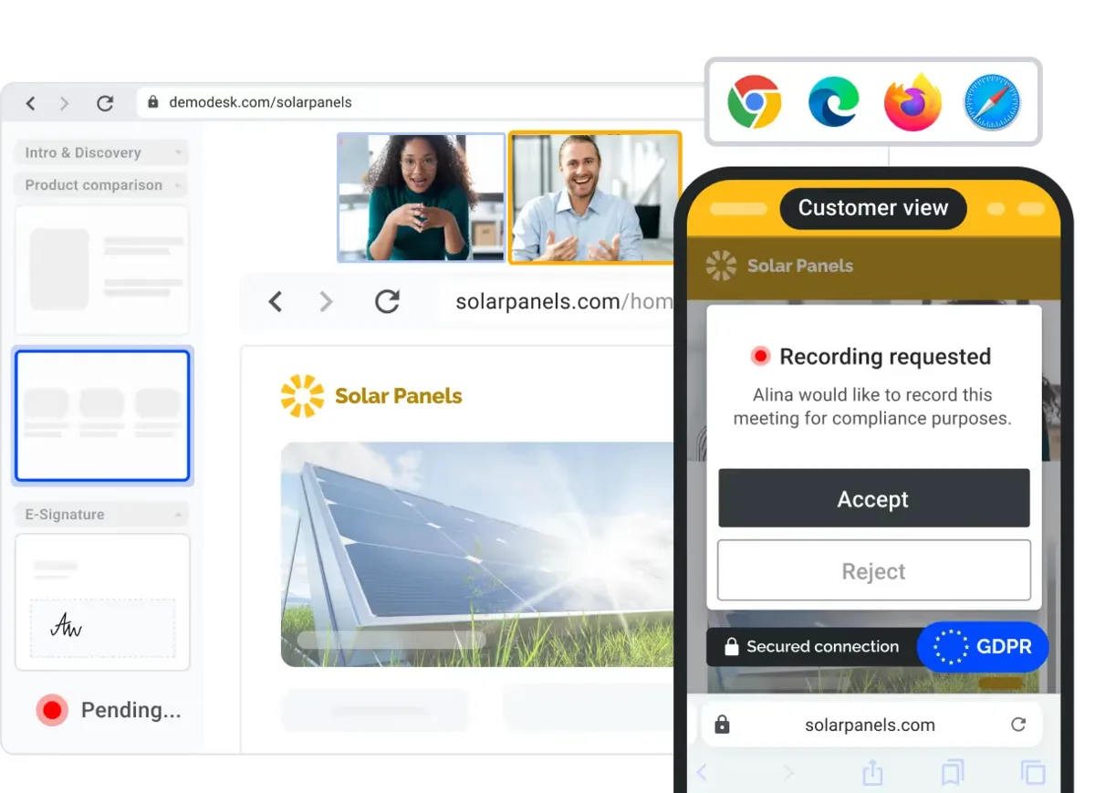 Demodesk Video-Meeting-Erlebnis für Beratungsgespräche in Energie und Heim